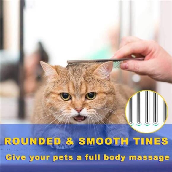 2 Pack Dog Combs with Rounded Ends Stainless Steel Teeth - Picture 6 of 7